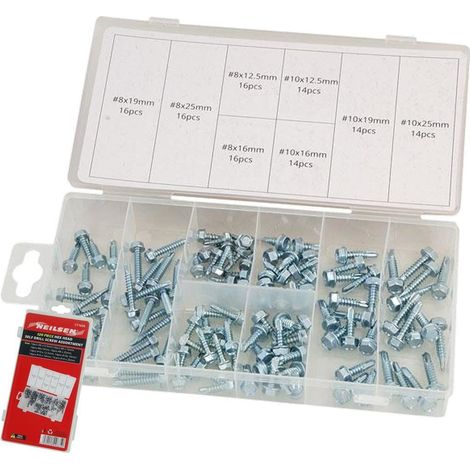 Neilsen 120pc Assorted DIY Workshop Hardware Storage Self Drilling Hex Screw Set