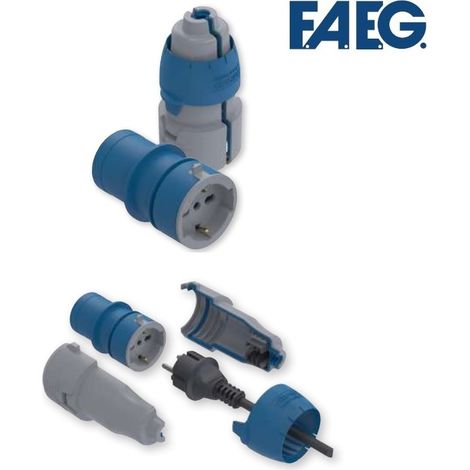 Adattatore da bipasso schuko a spina IP44 CEE industriale 250V 2P+T impermeabile per esterno cantieri (1/4)