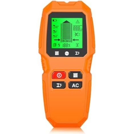 Rilevatore 5 in 1 da parete per legno, cavi elettrici, montanti metallici, cavi e travetti, con schermo LCD (arancione) (1/5)