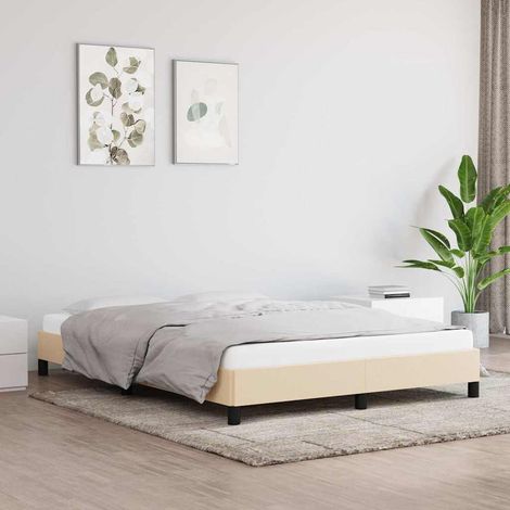 Cama sin colchón tela color crema 140x190 cm (1/5)