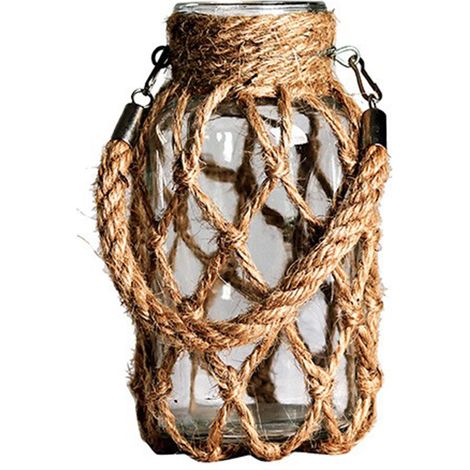 Vase décoratif rustique en corde de coton et verre transparent  Paquet de 4 tailles pour maison, bureau ou événement (1/5)