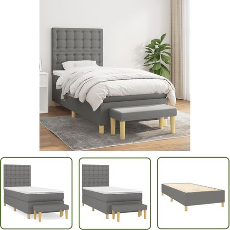 The Living Store Boxspringbett mit Matratze Dunkelgrau 90x200 cm Stoff - Boxspringbett - Doppelbett - Schlafraum - Bettgestell - Bettauflage (1/5)