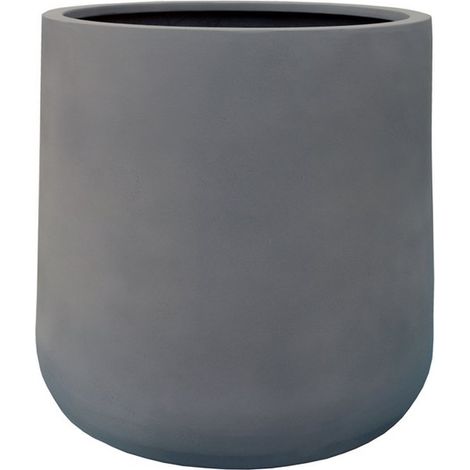 Pot de Fleurs Rond Portland en FiberStone Gris, Usage Intérieur et Extérieur, Ø42x40cm / Ø55x50cm - PANGIVO (1/2)