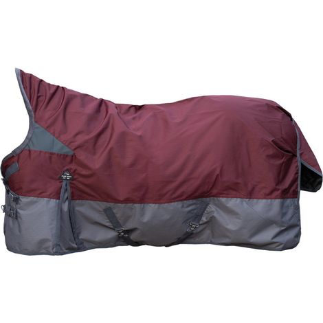 145 cm, bordeaux / grigio: Coperta da paddock per cavalli modello Yukon in tessuto esterno 600 denari e fodera leggera