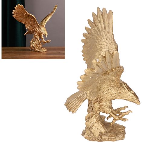 Majestuosa estatua de águila, águila alta sobre rocas, adorno de resina (1/5)