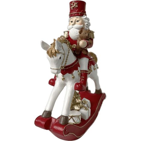 Preziosa Home Cavallo a Dondolo Decorativo Natale 18 x 7 x 25 Cm Poliresina Scatola