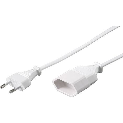 Rallonge Europlug, 3 m, blanc, Europlug (type C, CEE 7/16) Fiche Euro (type C, CEE 7/16). Longueur de câble 3 m (1/2)