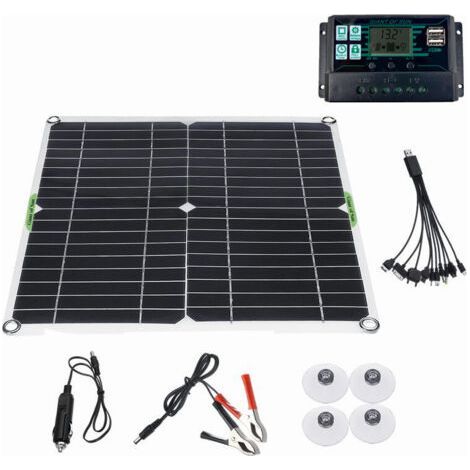 Kit Panneau Solaire 80w 100a 12v Batterie Chargeur Contrôleur Caravane Bateau Extérieur (1/5)