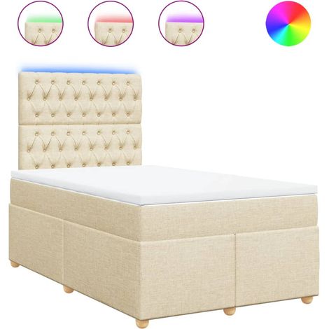 Maison Exclusive - Sommier à lattes de lit avec matelas crème 120x190 cm tissu (1/5)