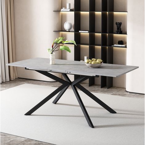 Mesa extensible rectangular 150/180 x 70 x 76 cm negro y gris HAVRYA (1/5)