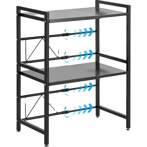 Organizzatore da cucina, design espandibile, struttura robusta, nero, 3 ripiani (1/2)