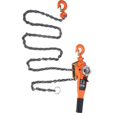 Palan à chaîne orange 0,75 t, cliquet de levage, poulie à levier, capacité de levage 3 mètres (1/5)