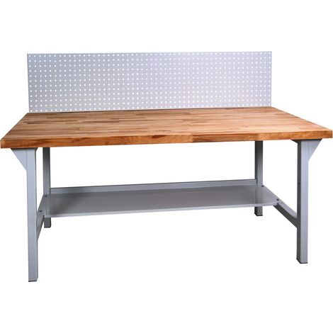ADB Werkbank Werktisch Arbeitstisch mit Buchenplatte + Lochwand 1500x800x850 mm (1/2)
