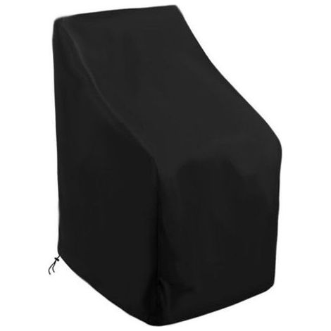 Housse imperméable pour chaise de jardin, housse de fauteuil empilable avec cordon et boucle (120 x 65 x 65 x 80 cm) - noir (1/5)