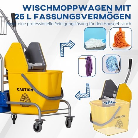 Reinigungswagen 25 L, 4 Räder, mit Eimer, Ablagekorb und Auswringer HAVRYA (1/5)