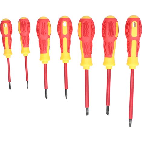 Ensemble de 7 tournevis isolés pour électricien, outils à main de réparation et quincaillerie, fournitures industrielles, orange (1/5)