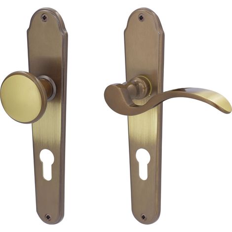 Südmetall Türgriff-Garnitur Langschild Panda PZ Messing brüniert Drücker rechts bronze 225 x 45 mm