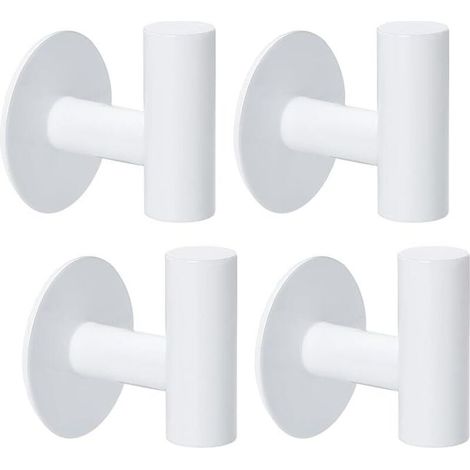Lntyq Crochet Adhesif Mural, 4 Pièces Accroche Serviette Salle de Bain, Porte Manteau Mural Sans Percage, Crochet Autocollant en Acier Inoxydable, Crochet Mural Blanc pour Chambre (1/5)
