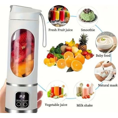 Extracteur de jus portable - - USB rechargeable - Batterie lithium 3.6V - Lames inox - Gobelet ABS sans BPA (1/5)