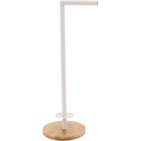 Reserve et derouleur papier wc bambou metal - blanc - (1/2)