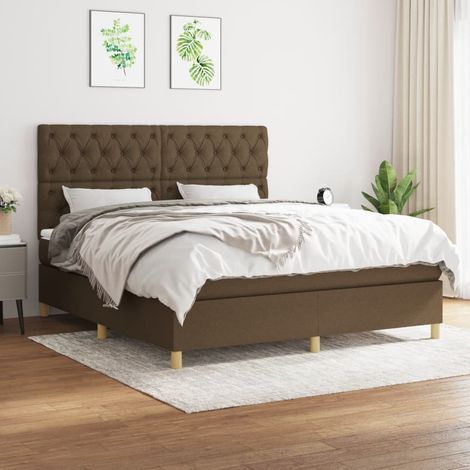 Lit adulte Contemporain  Lit à sommier tapissier avec matelas Marron foncé 160x200 cm 71490 (1/5)