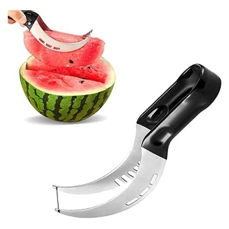 Coltello per anguria, taglia frutta in acciaio inox, taglia melone con lama a uncino, coltello multifunzionale per papaya, frutto del drago, melone cantalupo (19,5 cm)