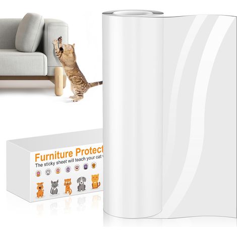 Protection Canape Chat Anti Griffe 30cm x 5m Sticker Transparent Autocollant Rouleau Protecteur de Rayure, pour Meubles Porte MurTapis Comptoirs (1/5)