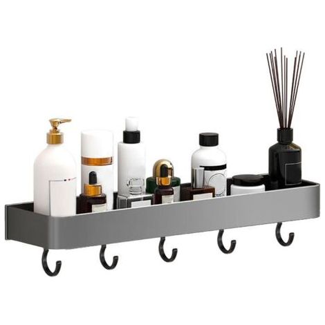 Wandmontiertes Ablageregal fürs Badezimmer. Duschablage aus Aluminium. Schwebendes Badezimmerregal. Grau. 30 cm. (1/5)