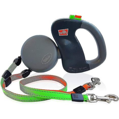 Einziehbare Leine für zwei Hunde, 16 kg pro Hund, grau