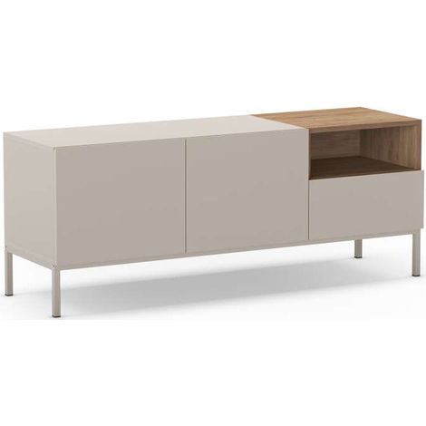 Mueble televisión md-Roque 2 puertas 1 cajón 1 hueco acabado crema/roble sepet, 140cm(ancho) 55cm(alto) 42cm(largo) (1/5)