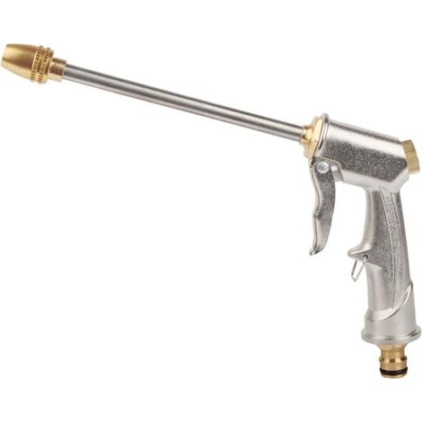 Pistolet d'arrosage en métal, arrosoir de jardin, pistolet d'arrosage haute pression, pistolet à eau pour le lavage de voiture, l'arrosage des animaux, le jardin, la pelouse, la cour (long) (1/4)