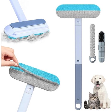Brosse anti-poils d'animaux 4 en 1 - 45 x 18 cm - Réutilisable - Long manche (1/5)