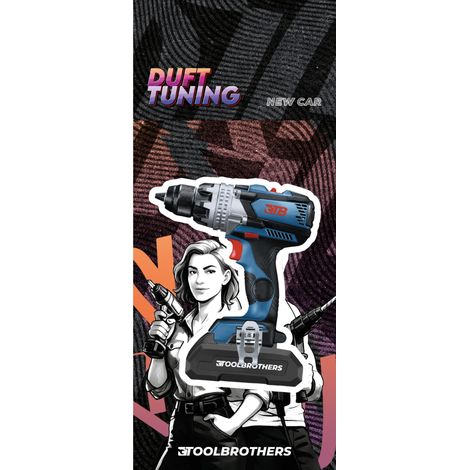 Toolbrothers Duftbaum - EXPERT BLUE AKKUSCHRAUBER Design - Duft NEW CAR - exotische Duftnoten