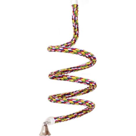 Bird Rope Bungee Toy with Bell Cotton Parrot Spiral Swing Climbing Cage Perch for Birds Budgies Parakeets (1/5)