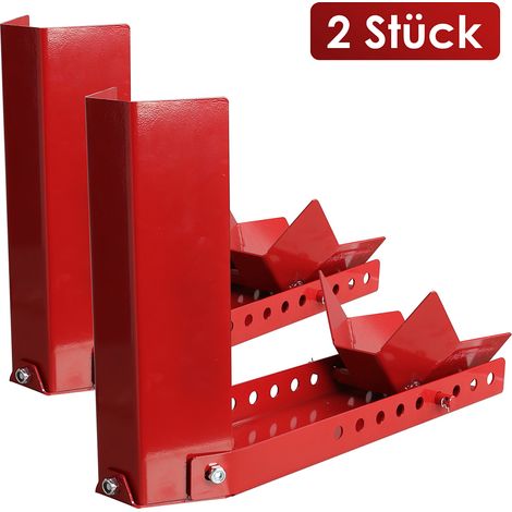 Jiubiaz Bloque roue moto, lot de 2, cale roue avant réglable pour roues de 8 à 24 pouces, acier 3 mm rouge, pour garage et remorque (1/5)