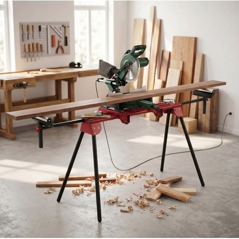Soporte universal para sierra ingletadora con rodillos extensibles y brazos plegables OKMYHOME (1/5)