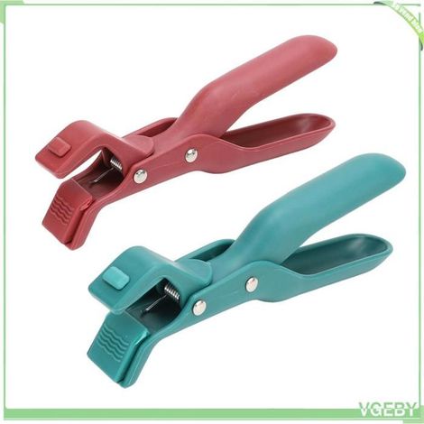 Pince à assiette anti-brûlure - FAFEICY - Lot 2 (rouge & vert) - Plastique - Préhension sécurisée - Temp. max 50°C (1/4)