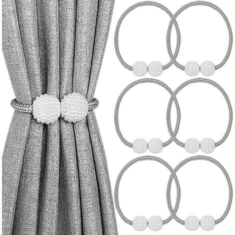 6er-Pack magnetische Vorhang-Raffhalter, dekorative Vorhanghalter für Fensterdekoration (grau)