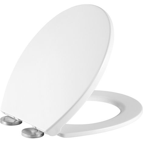Abattant WC Forme O Urée Duroplast, Déclipsable Rapide, Frein de Chute Silencieux, Charnières Réglables Universelles, Modèle C-024 (1/4)