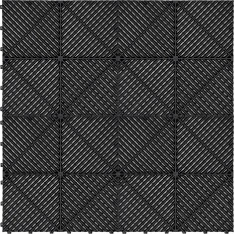 Vented Garage Floor Tiles x 225 With Edges - Black