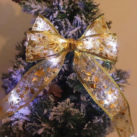 Ruban Lumineux LED - Décoration de Noël pour Arbre Sapin Intérieur - Ruban à Lumières avec Nœud en Dentelle - Longueur 158 Pouces (1/2)