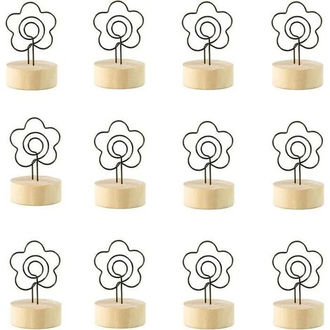 Porte Photo Pince - 12pcs - Base en Bois - Support Photo - Mixte (1/4)