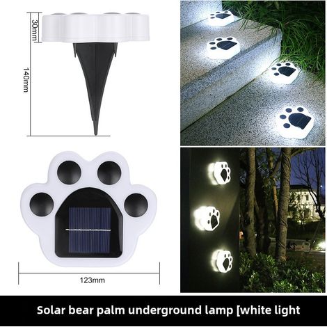 Lámpara solar para exteriores, apta para césped, jardín o patio, lámpara solar para instalación en el suelo (lámpara solar con forma de pata de oso [luz blanca], lámpara solar para instalación en el s (1/5)