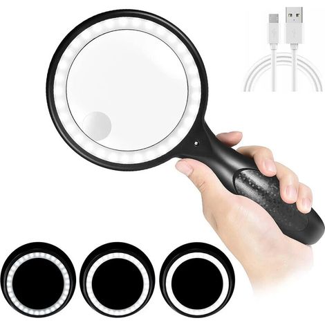 Lupa Con Luz - 33 LED - 5X Y 10X - Para Adultos Mayores Y Personas Con Baja Visión - 1 Unidad (1/5)