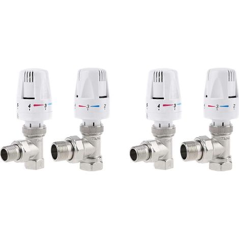 4x Vanne thermostatique automatique de radiateur G1/2 pouce à angle pour radiateur en cuivre de chauffage au sol (1/5)