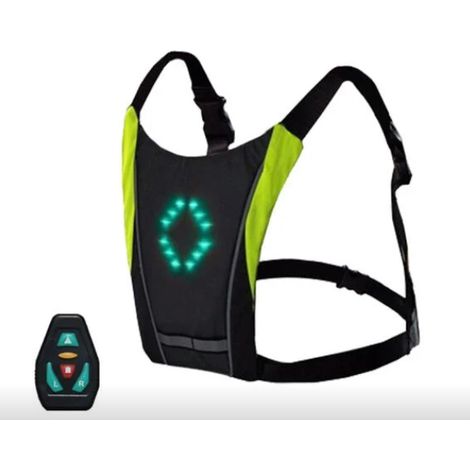 Télécommande sans fil Voyant d'avertissement lumineux Sac de vélo Sac lumineux Gilet lumineux Rechargeable par USB Facile à installer Convient pour la sécurité des vélos Gris clair