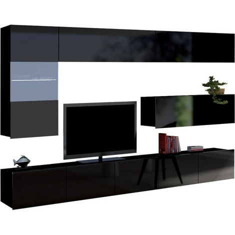 Conjunto de salón Remus IV, Negro + Negro brillante