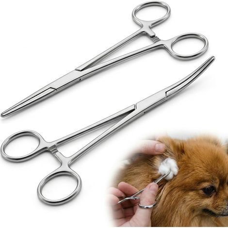 Stainless Steel Nurse Clamping Pliers Kit (Straight & Curved) - Kocher Nurse Pliers - Multifunction Pliers for DIY, Animal Care and Jewellery (12.5 cm) (1/5)