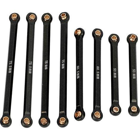 Kit de tringlerie pour voiture télécommandée RC, 8 pièces, en alliage d'aluminium CNC, échelle 1/18, noir. (1/5)