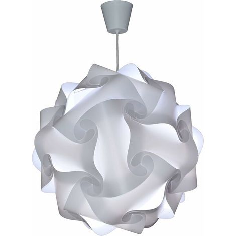 DIY Luminaire à Suspension - Lustre Chambre Prêt à Être Branché Abat-Jour à Suspendre au Plafond Pour Décoration Salon, Chambre Enfants, Ado, Adultes - Ø30 cm - Blanc (1/5)